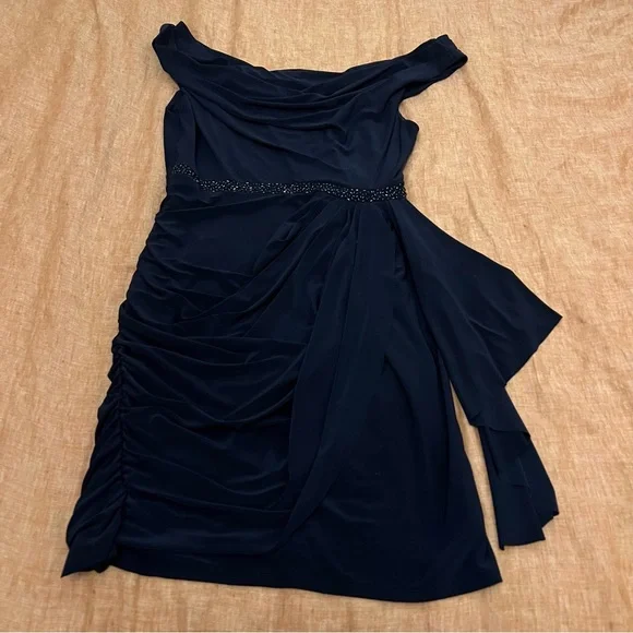 jessica howard navy blue formal dress NWT Jessica Howard Formal Cocktail Dress Navy Blue Chiffon Sequence Missy 16